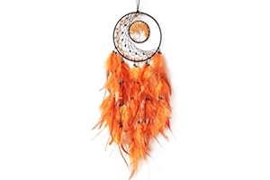 Donko Orange Dream Catcher Wall Decor Crystal Tree of Life Dream Catchers Handmade Feather Dreamcatcher Wall Hanging Ornament for Bedroom Living Room Home Decor