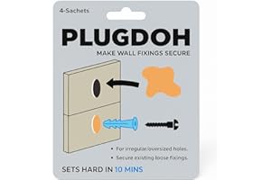 Plugdoh Wall Plug Repair Filler – Fix Loose Wall Plugs & Oversized Holes – Anchor Repair Compound for Wall Fixings – Heavy Duty Wall Anchor Grip – 4 x 5g Sachets