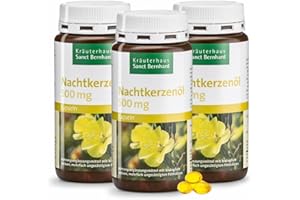 ‎KRÄUTERHAUS SANCT BERNHARD Sanct Bernhard Nachtkerzenöl-Kapseln mit Gamma-Linolensäure | 600 Kapseln | 3er-Pack