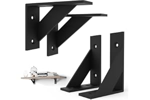 SPOROOT Regalhalterung, Schwarz Metall Regalwinkel 75 x 100 mm, Regalträger Winkel für Regale, Winkel Regal Schwimmenden Regal L Klammern 4Pcs