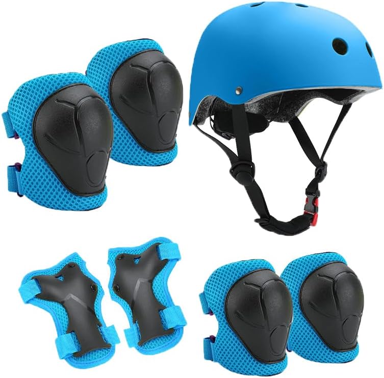 Neuytiky Juego de rodilleras para niños con casco, juego de protectores para niños de 3 a 10 años, rodilleras y coderas para niños, equipo de protección en línea para monopatín y bicicleta