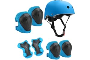 Neuytiky Juego de rodilleras para niños con casco, juego de protectores para niños de 3 a 10 años, rodilleras y coderas para niños, equipo de protección en línea para monopatín y bicicleta