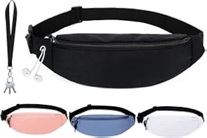 DORNNA® Sac Banane Homme et Femme, Sac de Grande Capacité Sac de Taille avec Sangles Réglables pour Voyage Randonnée Gym Jogging. Pendentif de Cou Gratuit. (Noir)