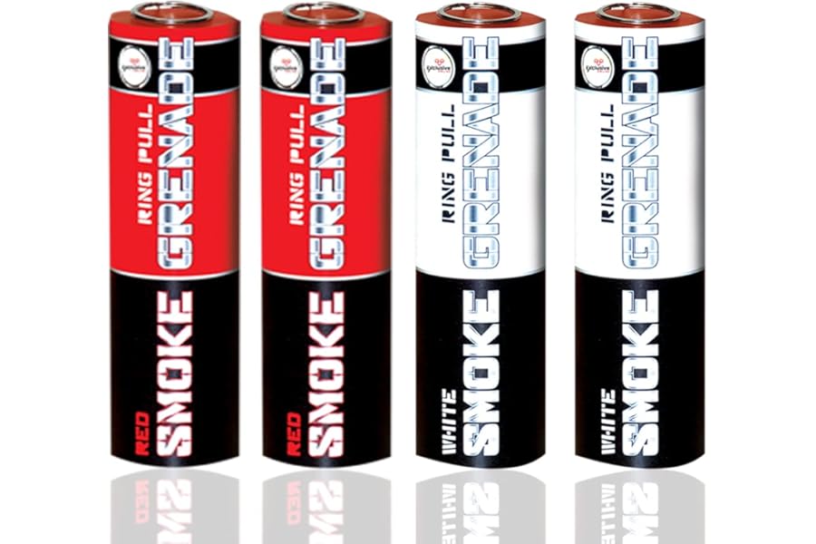 EXCLUSIVE ONLINE RING PULL SMOKE GRENADES England Pack of 4 Colors - 2 Red and 2 White