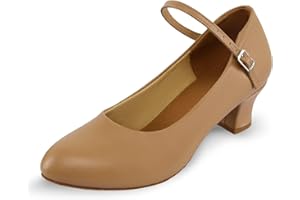 Asyusyu Character Shoes Women 1.55" Heel Suede Sole Ankle Strap Dance Shoes