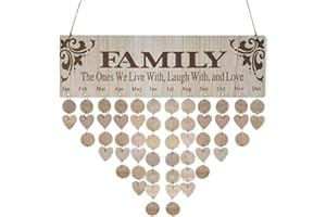 TOPINCN Calendario de Madera, Tablero para Colgar en la Pared de Bricolaje, Calendario de Recordatorio de Cumpleaños, Adorno de Calendario, Calendario de Oficina, Calendario de Madera (JM01047)