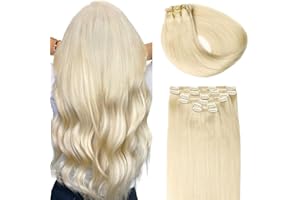 SURNEL Extensiones De Clip De Humano Real Extensiones Clip Pelo Natural 100g 35cm 6 Piezas Rubio Platino Claro Extensiones Pelo Remy Natural (C#60-35cm)