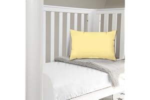 Pizuna Crib Pillow Cover 40x60cm Mellow Yellow, 2pc 400 Thread Count 100% Long Staple Cotton Highly Breathable Sateen Weave Baby Toddler Pillow Cases For Boys And Girls By