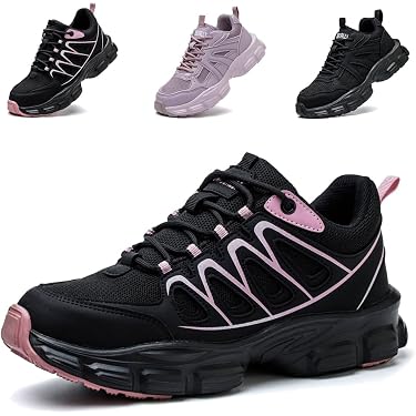 Veiligheidsschoenen Dames Lichtgewicht Werkschoenen met Stalen Neus Ademend Sportief Beschermende Sneakers C01 Zwart/41