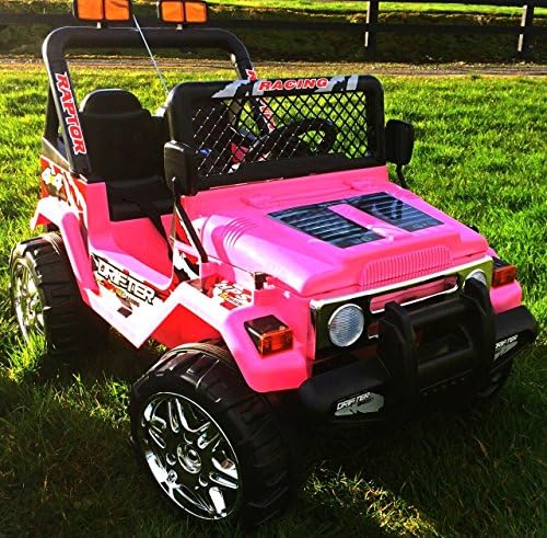 Pink 4 x 4 Jeep - Powerful 12 V (Twin Motor) Electric Kids Childrens Ride on Car - Two Seater with Seat Belts - Amazing Quality - Parental Remote Control - from Very Bazaar