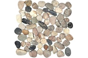 MOSANI Mosaïque galets de rivière noir arqué beige gris noir et galbé - MOS30-1204