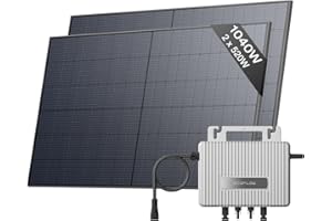 EF ECOFLOW Kit solar ECOFLOW STREAM, inversor de 800W, 2*panele solare FV 520W, inversor de inyección a red inteligente con WiFi, control mediante aplicación para balcones, techos, paredes verticales, jardines