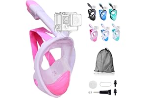 Wsobue Máscara de Buceo, Gafas Snorkel 180° Panorámica Vista Anti-Niebla Apoyo Camara Deportiva, Anti-Fugas Máscara de Snorkel para Adultos y niños