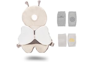 VBNZBK Protezione per La Testa Del Bambino, Zaino Anticaduta per Bambini Morbido e Traspirante Regolabile Sicuro per Bambini di 4-24 Mesi che Gattonano（Beige）