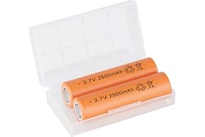 REACELL 2 Pack Rechargeable Battery, 3.7 Volt 2500mAh Flat Top Battery High Power Lasting Long for Headlamp, LED Flashlight, Solar Light, Electronic Devices etc(65 * 18 * 18mm)
