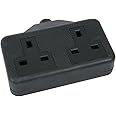 Mercury Black Rubber 2 Gang Trailing Socket, 1-Pack
