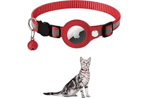 KOCNYDEY Odblaskowa obroża dla kota AirTag, ochrona przed zgubieniem, obroża dla kota GPS z AirTag, regulowany uchwyt i dzwonek, zintegrowana obroża dla kota, kociąt, małych psów, szczeniaków,