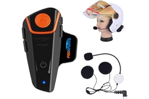 ‎FODSPORTS Fodsports BT-S2 Bluetooth Motorrad Intercom Headset Wasserdicht Helm Gegensprechanlage Wireless Sprechanlage mit 1000m, GPS, FM Radio, MP3 Player, Verbinden bis zu 3 Reiter (1 Packung hartes Kabel)