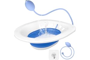 DEANIC Bain de Siège pour les Hemorroide, Pliable Sitz Bain Bassin Pour les Femmes Enceintes, Bain de Siege Toilette Intime, Bains de Siège Rond à Suspendre (Bleu)