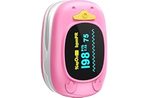 HealthTree Monitor della saturazione dell'ossigeno nel sangue da dito, pulsossimetro pediatrico con schermo OLED,2 batterie AAA incluse, adatto per neonati e bambini di età compresa tra 2,5 e 15 anni