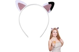KARELLS Opaska do włosów, kocie uszy, opaska do włosów, kocie uszy, ozdoba do włosów, śliczne kocie uszy, ozdoba na głowę, opaska na czoło z uszami, na karnawał, imprezę tematyczną