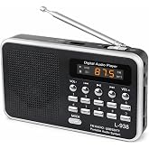 Ultratekno L-938 Şarjlı Taşınabilir FM Radyo | Dijital Ekranlı | USB/TF/SD/AUX Destekli | BL-5C Bataryalı Cep Radyosu (Siyah)