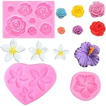 Moules à Fleurs En Silicone MYPRACS - Lot De 4 - Décoration Gâteaux/Chocolat - Résistant Chaleur - Alimentaire