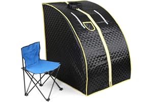 HUOLE Dampfsauna Mobile Heimsauna Wärmekabine Mini Sauna Sitzsauna Gartensauna-Mini-Sauna 1000 W Verdampfer, Schwarz-B