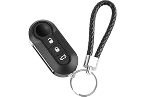 LDERFIV Coque Cle Compatible avec Fiat 500 Coque de Clé De Voiture 3 Boutons Boitier Clé de Rechange Télécommande avec Porte-Clés Compatible avec Fiat 500 Ducato Brava Bravo Evo Grande Doblo Panda Punto