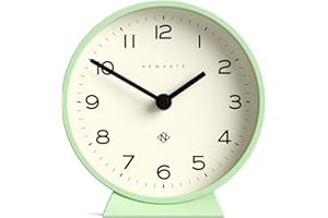 NEWGATE® M Mantel Echo desk clock | Modern round design | Neo mint green | Easy to read numbers | Contemporary style for desk, table, shelf or bedside