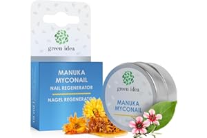 ‎GREEN IDEA Green idea - MANUKA Salbe Myconail - Nagelcreme für brüchige Nägel - natürlich mit Manuka, Teebaumöl und Bienenwachs - Teebaumöl Creme - Nagelpilz Creme - intensiver Regeneration – 10 ml Tiegel