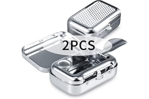 2 Stücke Zigaretten Taschenascher, Yosemy Mini-Aschenbecher,Taschenaschenbecher,Reise-Aschenbecher,Aschenbecher für unterwegs,Reiseaschenbecher aus Metall mit Zigarettenablage,rechteckige Dose