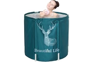 Sinbide Baignoire pliable - Pour adulte - 70 x 65 cm - En plastique - Avec coton isolant - Vert - Wapiti…