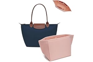 lumanothy Organizer per borse con tasca multipla, in feltro, per Longchamp, polene, borsa per la spesa, rosa, L