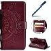 Produktbild iPhone X Schutzhülle, iPhone X Hülle, Ysimee Handyhülle Lederhülle für Apple iPhone X Ledertasche Hülle Totem Muster PU Leder Flip Case Protective Cover Handy Tasche Schale mit Standfunktion Unterstützte Telefone und Magnetverschluss Schutzhülle Case Bunte Muster Cove im Bookstyle+Blau Stylus Pen, Totemblume- Braun