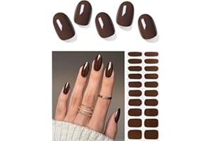 Wahrshei Unghie Gel Adesive UV | Dark Brown Smalto Adesivo Gel UV | 20 PCS Pellicola per Unghie Autoadesiva | Adesivi per unghie in gel, Impacchi di Smalto Gel per Unghie