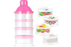VOKMON Milk Powder Dispenser Pots, Formula Dispenser Container, Formula Powder Pots, Snack Storage Box for Travel and Outdoor Activities, BPA Free (Pink)
