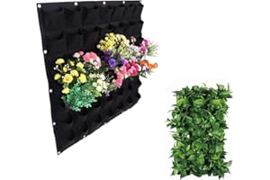 LITLANDSTAR Hanging Planting Grow Bags, 49 Pockets Planting Bag Hanging Vertical Garden Wall Planter Greening Flower Container Wall Mounted Grow Bags For Yard Garden Home Decoration (1.0 m × 1.0 m, Black)