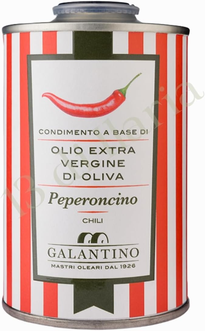 Aceite de Oliva Virgen Extra con Chile 250 ml | Lata Gourmet, Italiano Artesanal, Prensado en Frío | Sabor Fresco y Natural