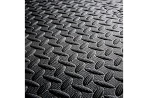 AJX PUSH THE LIMITS AJX BLack and Grey Large Soft Foam EVA Kids Floor Mat Extra Thick Interlocking, Multi Color Red Yellow Blue Green EVA Soft Foam Exercise Floor Mats 60x60x1.2cm (8 Mats(32 sqaure feet), Black)