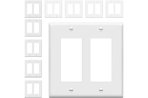 Enerlites 8832-W 2-gängs dekoratör/GFCI Rocker väggplatta, standardstorlek, okrossbar polykarbonat, vit, 10-pack