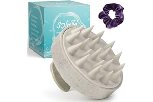 SOFMILD Scalp Massager, Wheat Straw Shampoo Brush Silicone Hair Care Scalp Scrubber Exfoliator Brush for Men Women Kids Pets Wet Dry Curly Straight Thick Thin Long Short Hair, Beige