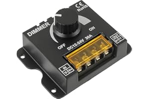HUAREW Dimmer de tira de luz led,DC 12v - 24V 30a PWM regulador de luz, Con botón de encendido/apagado para ajustar el brillo, Carcasa de aluminio, Adecuado para 5050 3528 LED