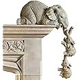 LSLANSOON Elephant Shelf Sitter - Mother and 2 Baby Elephants, Hand-Painted Resin Collectible Figurines for Home Decor Gift