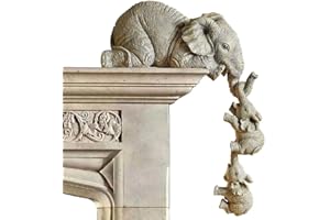 LSLANSOON Elephant Shelf Sitter - Mother and 2 Baby Elephants, Hand-Painted Resin Collectible Figurines for Home Decor Gift