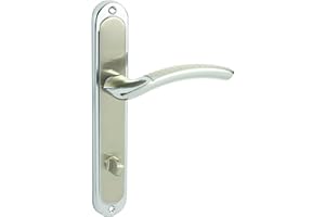 domino Türgriff Drückergarnitur WC78 Türklinke für Zimmertür, Bürotür, Kellertür & Innentür L-Form Türbeschläge aus Edelstahl Nickel Türdrückergarnitur SHARON M6/M9