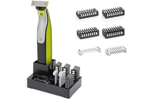 ZERIKA Pettini per Rasoio Corpo con Supporto per O Blade Pro QP2734 QP2824 QP25XX QP26XX PRO QP65XX QP66XX, set Pettine di Guida per Tagliacapelli Elettrico e Lame per Rasoio (6 Pezzi + Supporto)