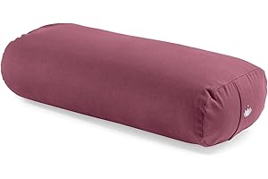 LOTUSCRAFTS Bolster de yoga pour Yin Yoga, rouleau, housse lavable en coton bio, coussin avec rembourrage en kapok, rouleau pilates, coussin de medidation