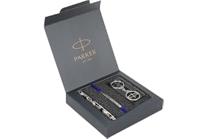 Parker Vector Camouflage Gift Set - Roller Ball Pen & Parker Keychain (Black Body, Blue Ink), 2 Piece Set