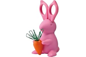 ‎QUALY Unbekannt Schere und Büroklammern Halter im Kaninchen Design Kunststoff Rosa, Maße: 7,3cm x 8,8cm x 13,9cm, QL10115-PK